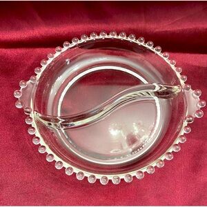 EUC VTG Imperial Glass Candlewick Clear Glass 2 Section Relish Dish with Handles